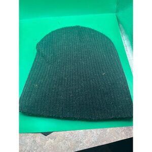 Black Ribbed Knit Beanie Hat One Size 100% Acrylic